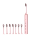 Pink sonic electric toothbrush kit with eight replacement heads and six cleaning modes - 101 Pink (8 Heads)