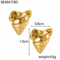 Detailed size view of gold conch shell stud earrings measuring 0.8cm by 1.0cm - Conch Style (BE48475B0)