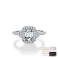 S925 Sterling Silber Ring mit 1 Karat Moissanit im Smaragdschliff und GRA Zertifikat - US Größe 5 / Silber