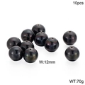Set di 10 perle rotonde in acciaio inossidabile nero lucido da 12 mm per gioielli - Confezione da 10 Pezzi Nero (KLJ2302-Z)