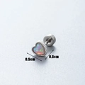 0.5cm silver heart opal screw back earring featuring iridescent gemstone details - Light Pink Heart (A083-12#OP08) / Single Piece