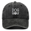 Berretto da baseball vintage in cotone lavato antracite con ricamo DOG MOM e zampa - Nero
