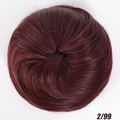 Dark wine red synthetic hair bun extension with drawstring and natural spiral texture - 2/99 (Dark Wine Red)