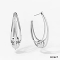 Orecchini a U multistrato in acciaio inossidabile con perla a sfera cava in argento - Stile Sfera Cava Argento (D2847)