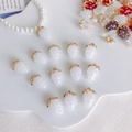 Detail showing resin strawberry pendants with imitation pearls and golden leaves - 5# Coffee