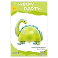 Green long-necked dinosaur foil balloon with blue spots for birthday party decoration - Green Brontosaurus