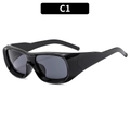 Retro square oversized sunglasses with wide black frame and dark grey lenses for fashion - Bright Black Frame Grey Lens