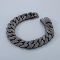 Mens vintage 31mm dark grey stainless steel cuban link bracelet with pin buckle closure - 40CM / Matte Black