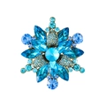 Fashionable blue snowflake brooch pin with sparkling rhinestones on an alloy base - XD825020-4 Blue Snowflake