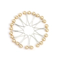Set of 12 gold faux pearl U-shaped safety pin brooches with silver-tone metal finish - Gold