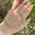 Bracciale classico in rame placcato oro 18K con maglie rettangolari in zirconi pavé per tutti - Zirconia Pavé Rettangolo