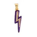 Golden lightning bolt pendant with purple enamel and zircon inlay for jewelry making - CZ Row Lightning-Purple