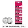 Pack of 10 AG3/LR41 1.55V alkaline button cell batteries for mini flower night light - Special Button Cell Battery (LR41) / Silver
