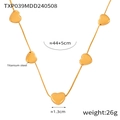 Collar de corazón de acero de titanio dorado con cadena de serpiente de 44 cm y extensión - Solo Collar de Corazón 029 / Dorado