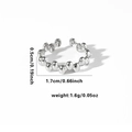 Detailed view showing width and inner diameter specs of the punk bubble ring - TYR0331 / Silver Bubble Beaded