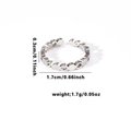 Minimalist silver titanium steel wave ring with 1.7cm diameter and 0.3cm width design - Tyr0516 / Adjustable Open