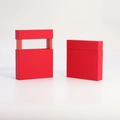Rectangular red PE film jewelry suspension display box with orange-red inner lining - Red Floating Box + Sealed Drawer Box; 110*110*20mm