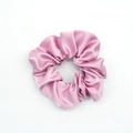 Pink satin silk scrunchie with smooth glossy texture for elegant hair styling - Pink
