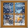 Winter Christmas window static stickers featuring white snowflakes and cozy snow house - [4 Sets] BQ445+447+455+458