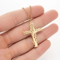 Collar con colgante de cruz árbol de la vida dorado estilo francés y minimalista - Cruz / Dorado