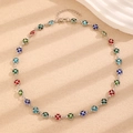 Colorful four-leaf clover clover necklace set with vibrant enamel charms and silver chain - Silver Clover Necklace