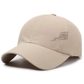 Breathable khaki sun hat with laser-perforated holes and stylish side lettering - Adjustable / Light Beige