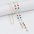 Exquisite gold beaded eyewear chain with colorful facets for glasses and face masks - Copper Plate Crystal Beaded