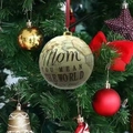 Christmas world map ornament with Mom You Mean The World To Me message and red ribbon - Globe Mom