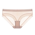 Slip a vita bassa in pizzo a rete rosa nudo con pois e cavallo in cotone traspirante - S / Rosa Nude