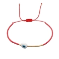 Bracelet fait main en cordon rouge avec perle œil grec et séparateurs dorés - Rouge-Mauvais Œil