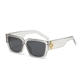 Square hip-hop sunglasses in transparent grey frame with gold diamond metal detail - Translucent Grey Frame Grey Lens