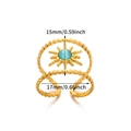 Gouden zonnestraal ring met blauwe steen en details van verstelbare ringmaat - Dubbellaagse kralenband zon met blauwe steen (JZ6619G-2) / Goud-Blauw Zonvorm