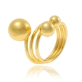 Minimalistischer, mehrlagiger, 18 Karat vergoldeter geometrischer Ring mit Kugelakzenten - Mehrschichtiger Kugeldekor-Ring (J-1384) / Gold