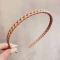 Sleek tan chain texture headband with anti-slip inner teeth for a secure matte finish - 31# Chain-Khaki