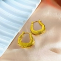 Minimalist 18k gold plated stainless steel hoop earrings with textured geometric design - Striped Irregular Hoop Style (EH381)