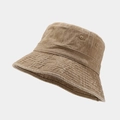 Textura detallada del sombrero de pescador en lona lavada con ojales y ala ancha - M (56-58cm) / Caqui