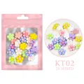 20pcs mixed colorful resin flower nail art charms in a pink retail storage pouch - 02 Flower / 20PCS Mixed