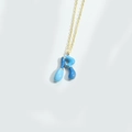 Blue enamel letter R balloon pendant on gold chain necklace for women - Letter R