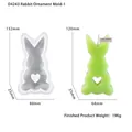 Detailed size specifications for a rabbit silicone mold with a hollow heart cutout - Rabbit Ornament Mold-1