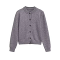 Gilet en maille grise minimaliste à col rond avec boutons et détails côtelés - S / Gris