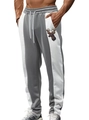 Men's grey and white color block joggers featuring colorful elk embroidery and drawstring - S / Bottoms / Grey + Deer Head