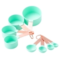 8-piece copper handle measuring cups and spoons set in mint green and rose gold - Measuring Cup + Spoon (8Pcs Set) / Green