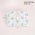 Floral quilted cotton coin purse with pink flowers and lace trim, size 14cm x 10cm - Green Flat Bag