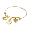Adjustable gold bracelet with girl, rose, and heart charms in a minimalist metal finish - Gold Color June (KB158059-Z)