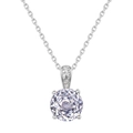 Zilveren S925 ketting met grote ronde zirkonia hanger aan een fijne O-ketting link - Alleen Hanger / Wit