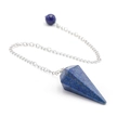 Hexagonal cone lapis lazuli crystal pendulum pendant with silver chain and bead - Lapis Lazuli