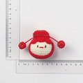 Handmade red knitted lucky bag pendant with gold thread detail and size scale measurement - Knitted Fortune God Dumpling Doll