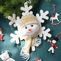 Plush Christmas snowman ornament with gold glitter hat on white snowflake base - Boy Snowman / 20*23CM