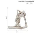 Statue de squelette de yoga en résine en pose d'étirement, finition blanc vieilli - Étirements - Blanc Vieilli