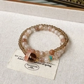 Ensemble de bracelets en perles d'œil de tigre et quartz fumé avec détails dorés - 75# Cristal Gris Café
